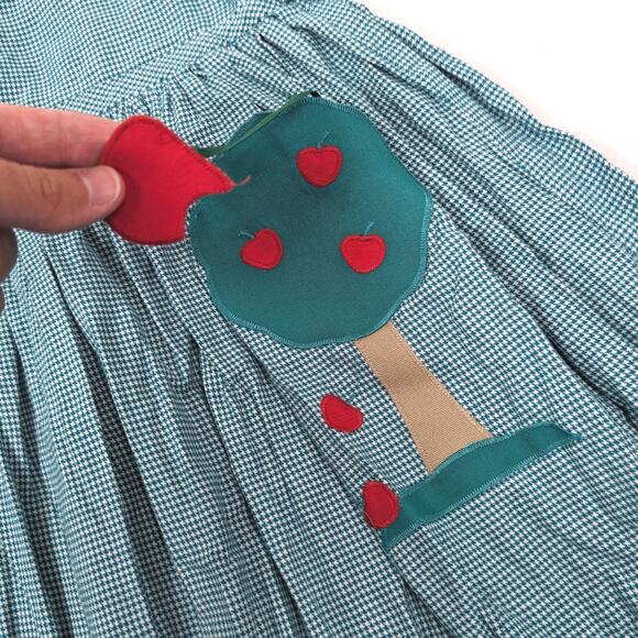 Funtasia Too Dress Girl Size 4 Green Gingham Apple Tree Sundress Boutique School - Picture 3 of 6